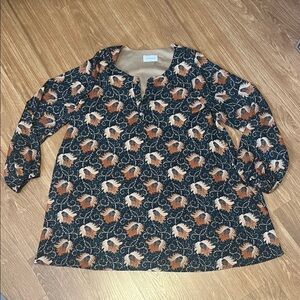 Adrienne Black and Orange Floral Blouse like new medium